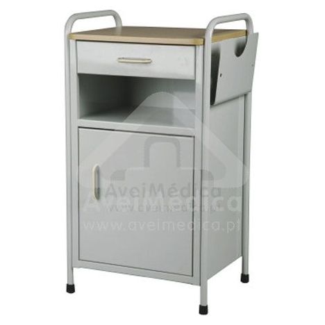 Mesa Cabeceira/Apoio 1 Porta e 1 Gaveta Aro Inox