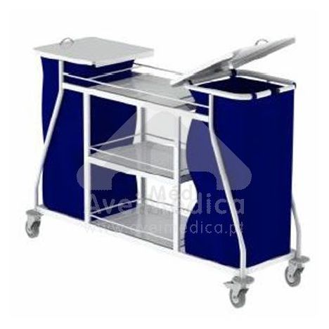 Carro duplo de roupa suja e limpa