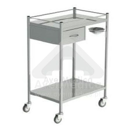 Mesa pensos/aparelhos Inox 1 gaveta e 1 tina